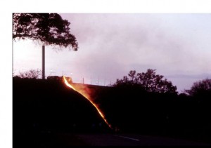 Pouring out copper slag