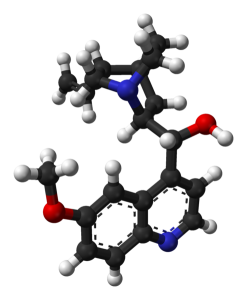 494px-Quinine-3D-balls by Ben Mills (Wikipedia)