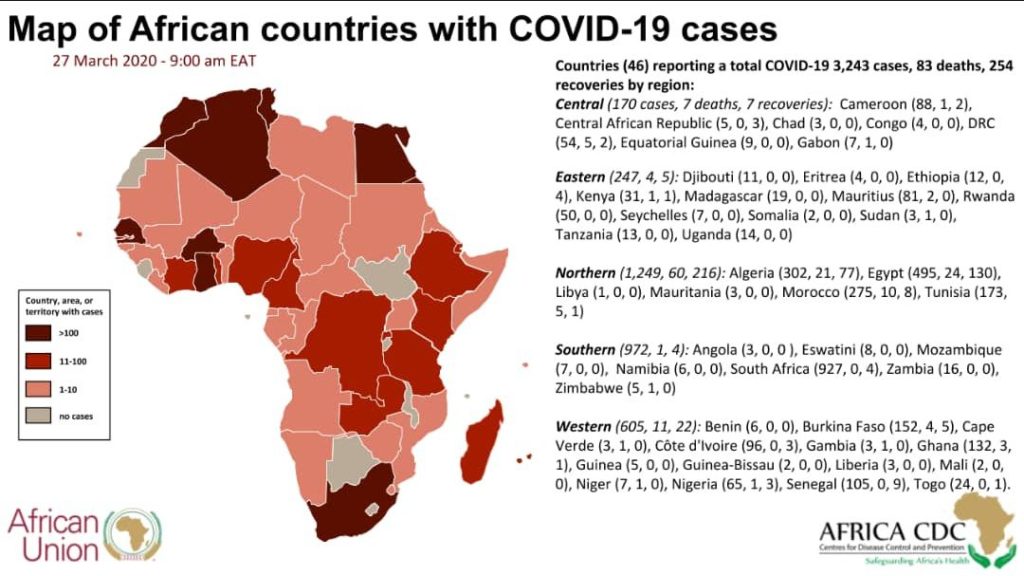 Map of African Countries With Covid-19