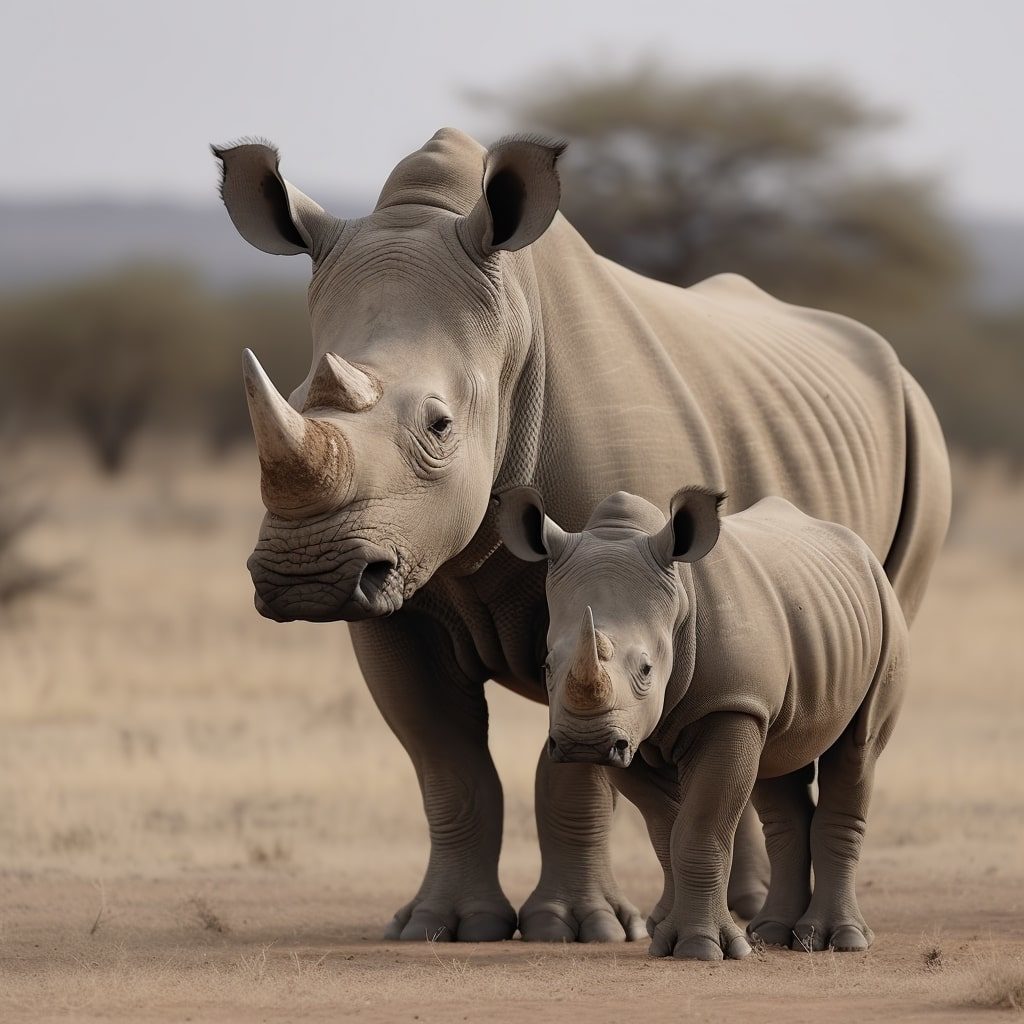 White-Rhino-and-her-calf