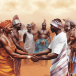 Villagers greeting each other