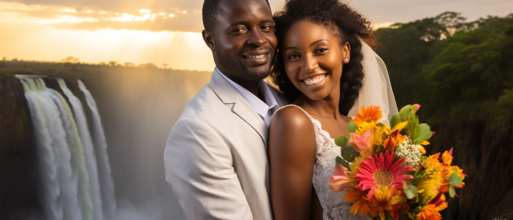 Bride and Groom at Victoria Falls