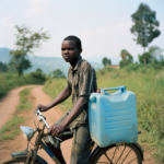 Boy Carrying Water on a Bicycle