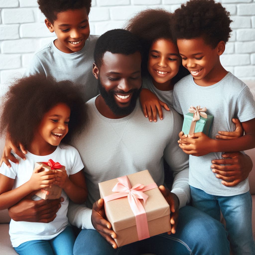 A father giving out gifts