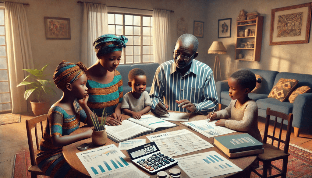 A Zambian family sitting at a table