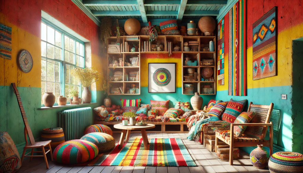 A brightly painted room