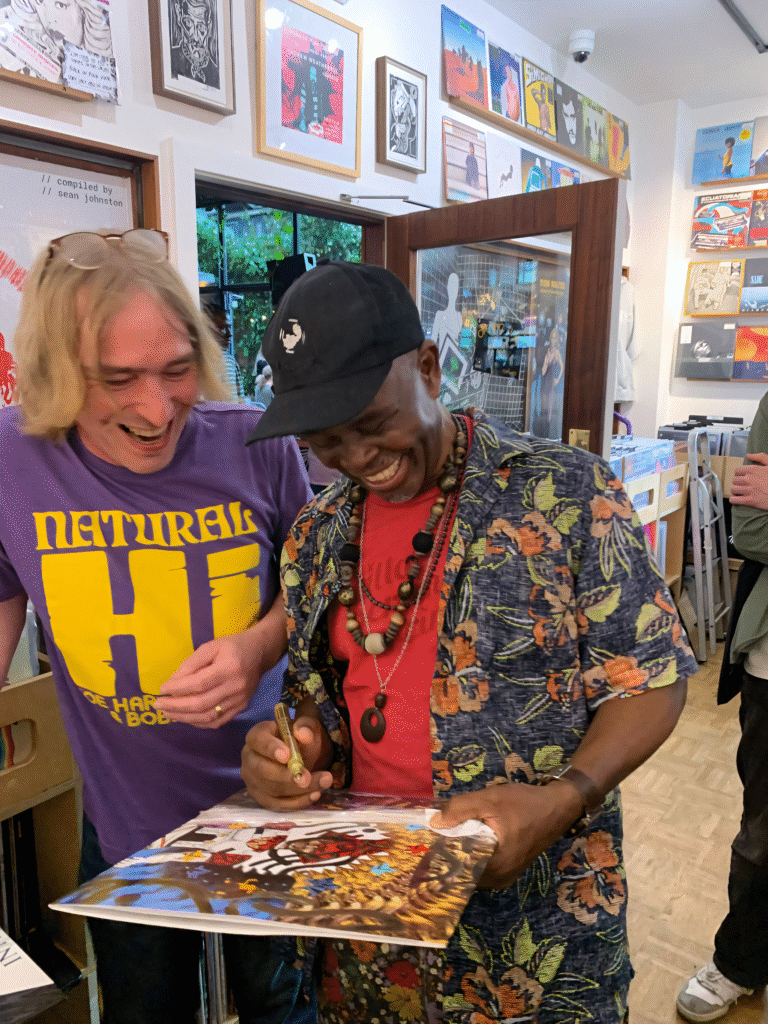 Jagari signing records at at Album playback party in London - 17 June, 2025